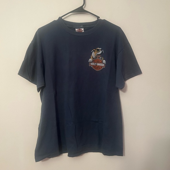 blue harley davidson bulldog t shirt large - Picture 1 of 3